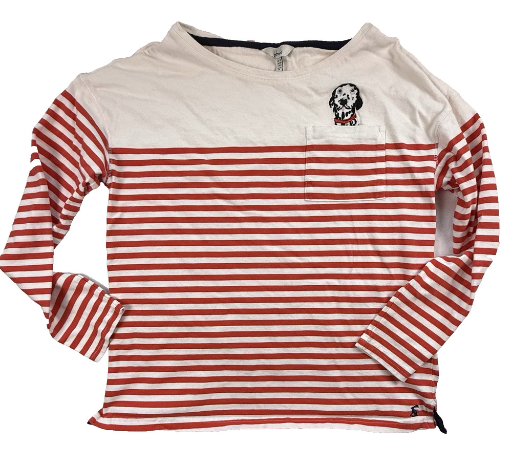 Joules long sleeve tshirt US 6 striped dog Nautical Summer Coastal